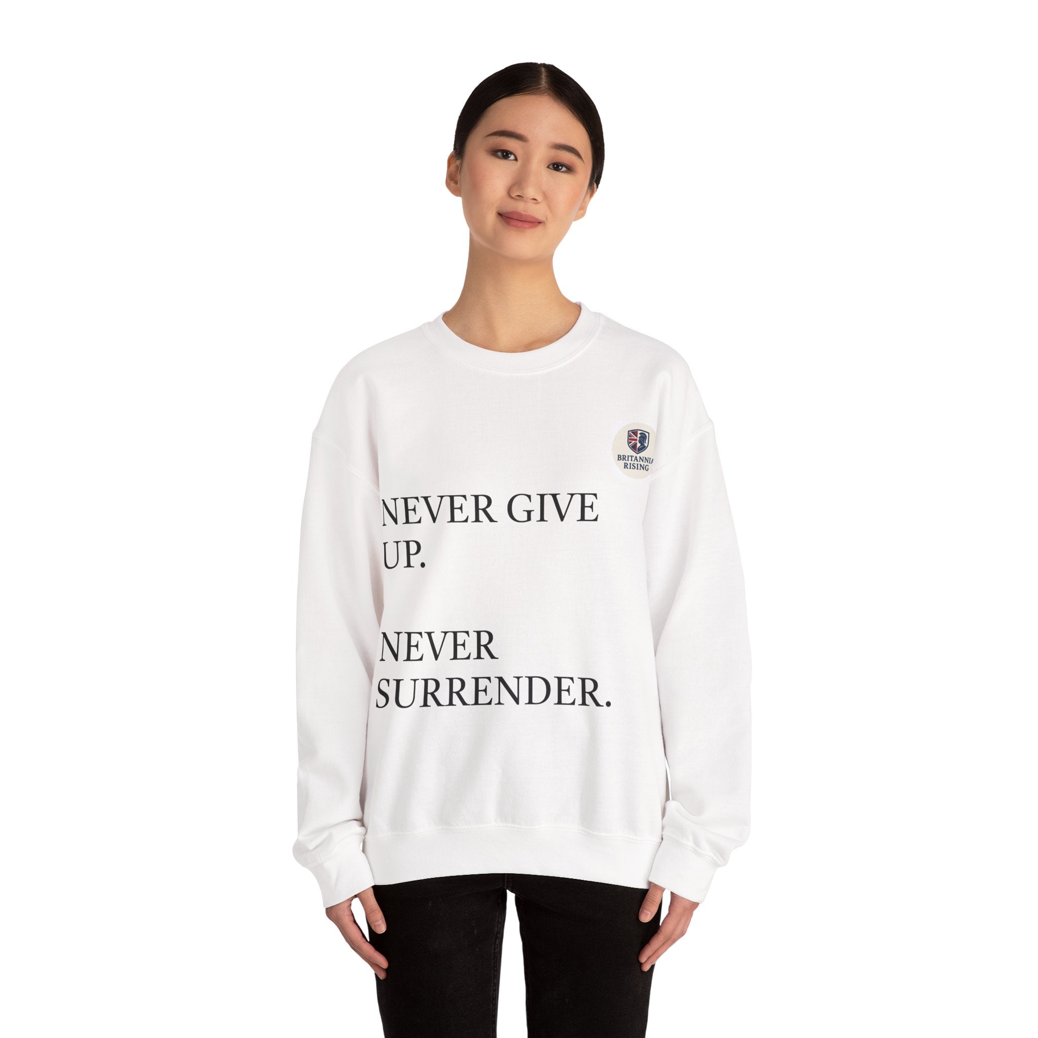 Never Give Up Britannia Rising Crewneck jumper